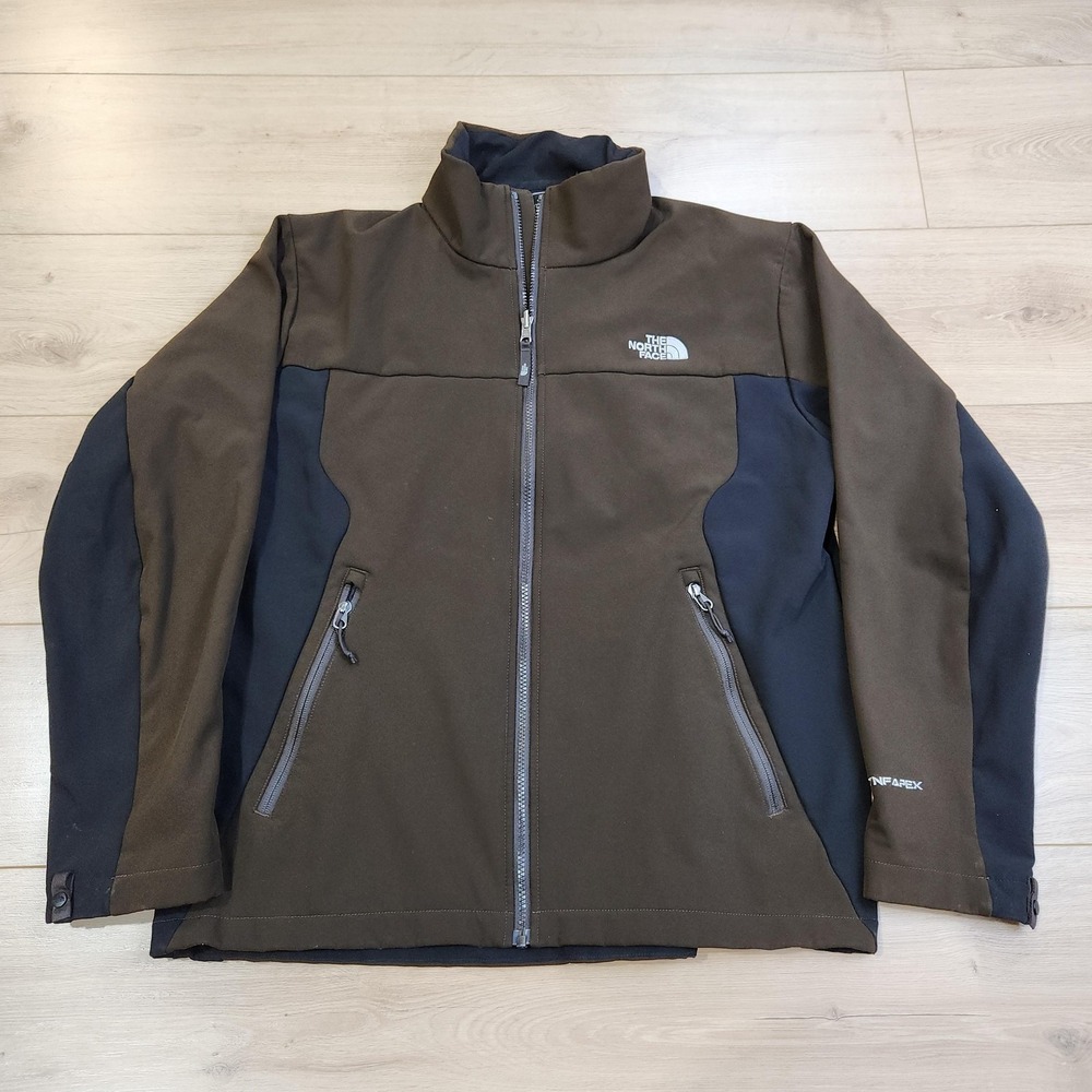 The North Face TNF Apex Jacket Mens Large Brown Softshell Full Zip Outdoor